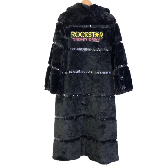 Rachel Zoe Rockstar Black Faux Fur Long Jacket - Picture 2 of 11